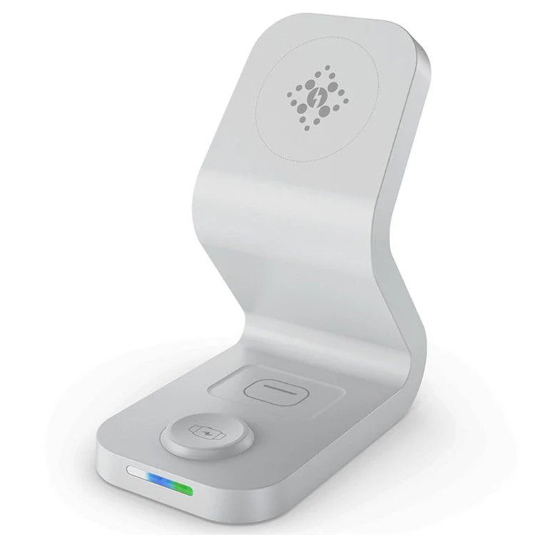 B16 15W 3-in-1 Qi Magnetic Wireless Charger Desktop Fast Charging Stand Dock for iPhone 12 Series/iWatch/AirPods Pro - White - Image 7