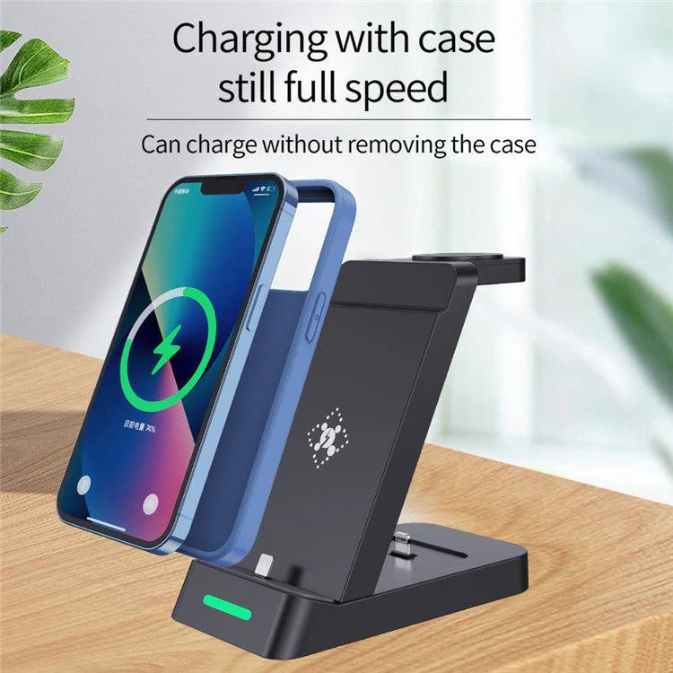 B20 For Samsung Watch Wireless Charger Phone Earphone Charging Stand - Black - Image 6
