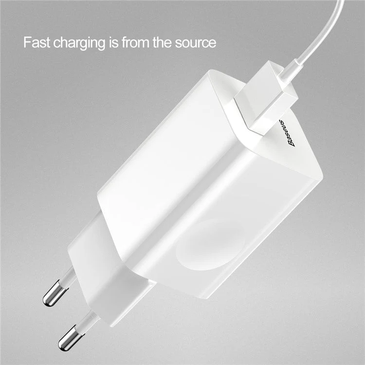 BASEUS 24W Single USB Port Wireless Charging Quick Charger - White / EU Plug - Image 4