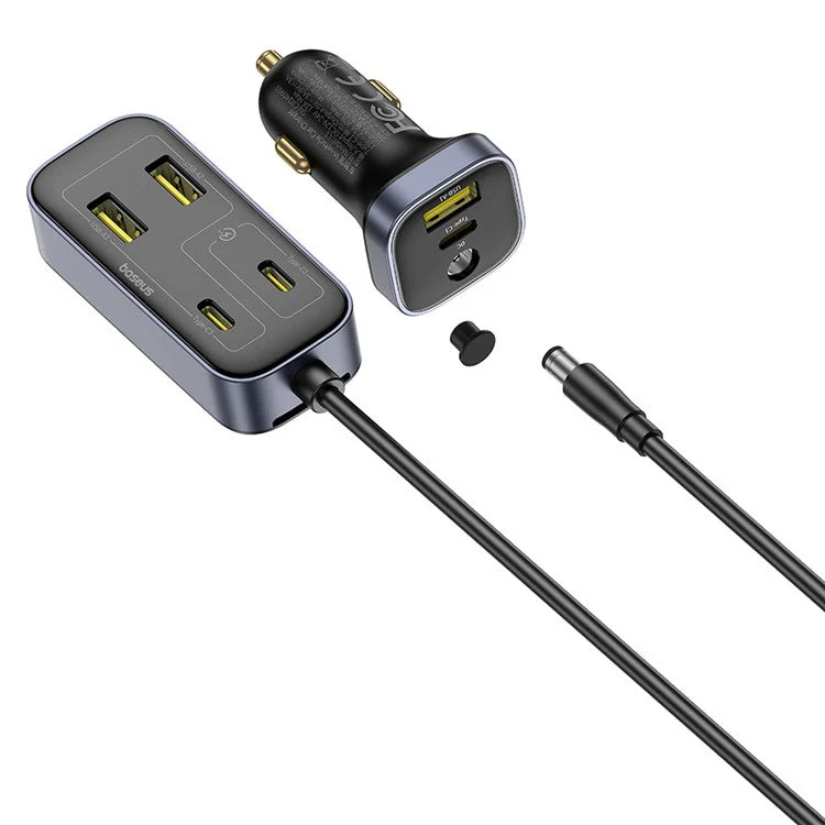 BASEUS Backseatpal L1 In-Vehicle Cigarette Lighter Car Charger 3 USB + 3 Type-C Power Strip - Black - Image 5