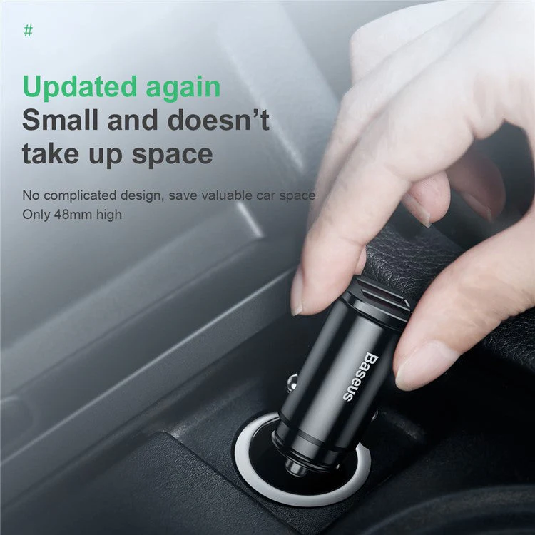 BASEUS BS-C16Q 30W Dual QC3.0 Charging Outputs Fast Car Charger for iPhone Samsung - Black - Image 5