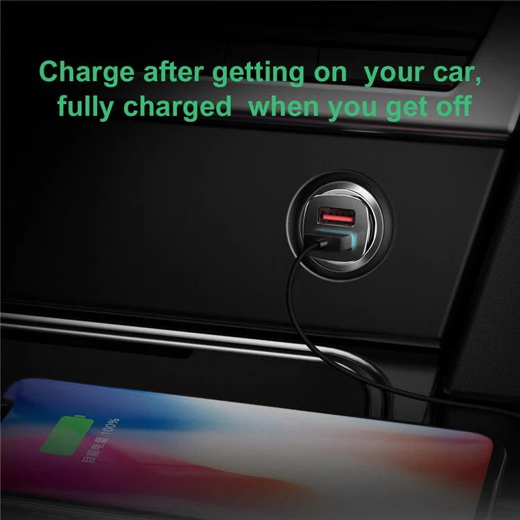BASEUS BS-C16Q 30W Dual QC3.0 Charging Outputs Fast Car Charger for iPhone Samsung - Black - Image 7