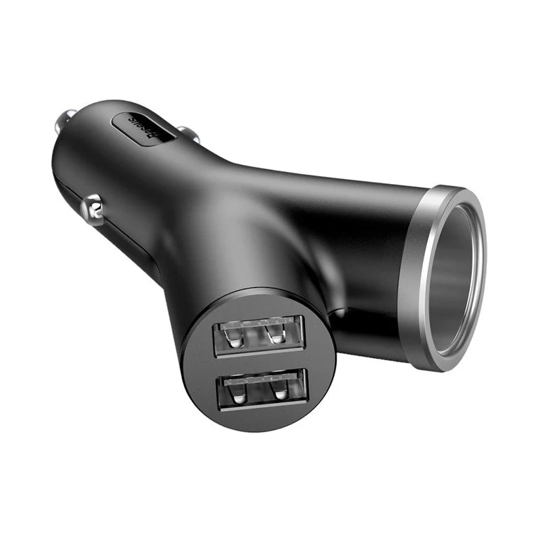 BASEUS BSC-C16N Dual USB Smart Extended Car Charger with Cigarette Lighter Socket - Black - Image 8