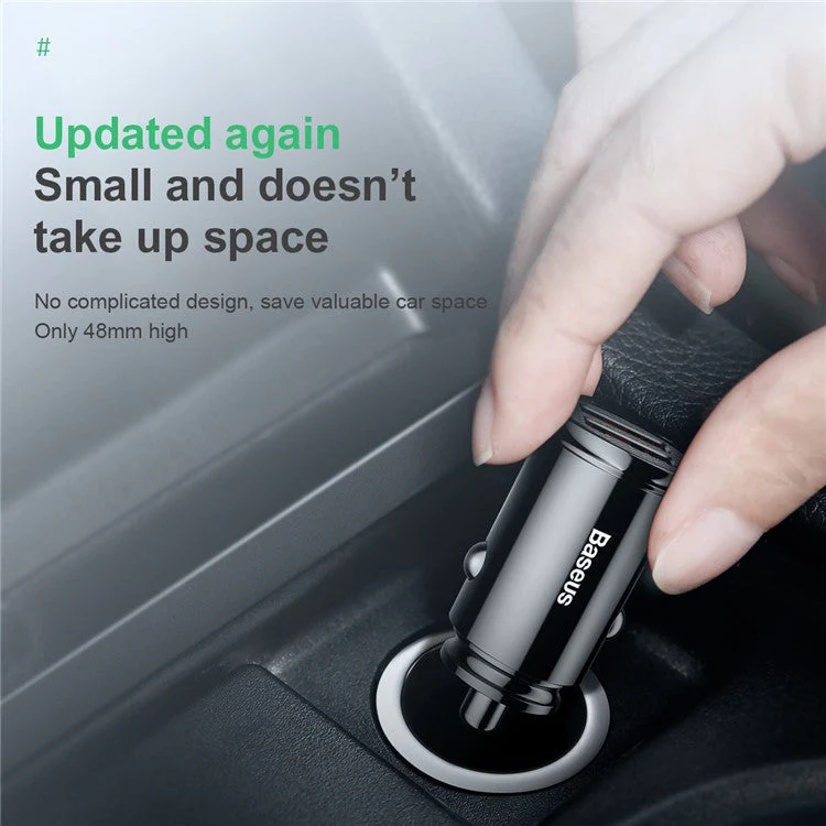 BASEUS Car Charger Dual QC3.0 30W QC3.0/QC2.0/SCP/PE+/AFC - Black - Image 5