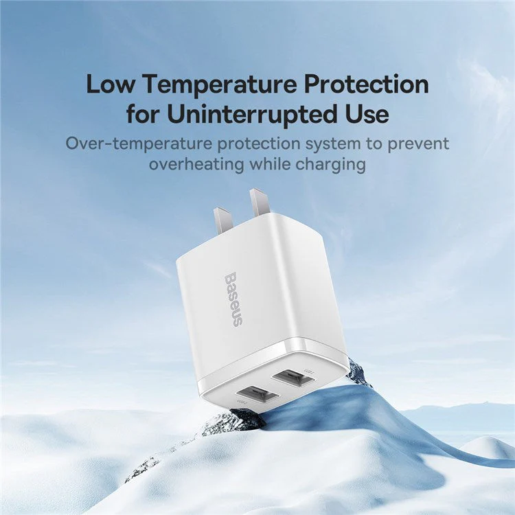BASEUS Compact Charger 2U 10.5W Wall Charger Portable Mini Charger Block with Dual USB Ports (CN Plug) - White - Image 6