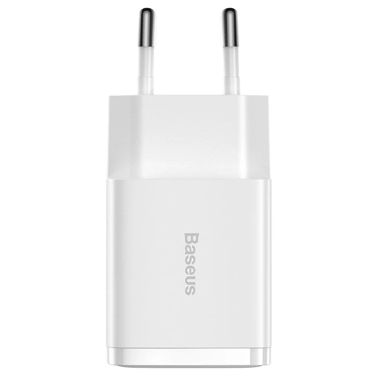 BASEUS Compact Charger with 2 USB Ports 10.5W Power Adapter, EU Plug - White - Image 6