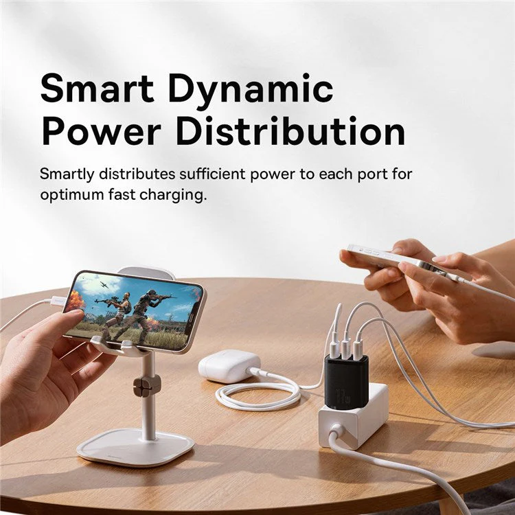 BASEUS Compact Charger with 3 USB Ports Wall Charger 17W Power Adapter, EU Plug - Black - Image 6