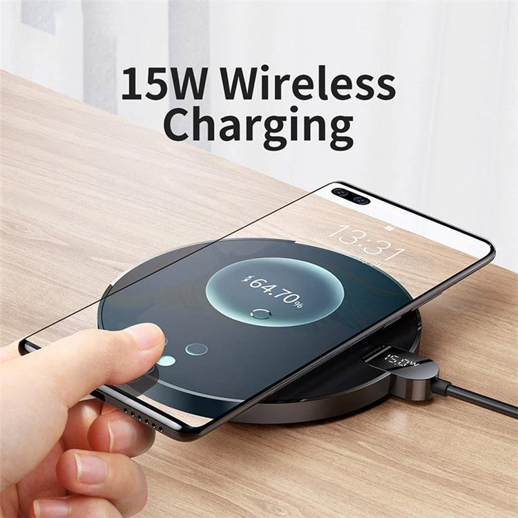 BASEUS Digital LED Display Gen 2 Phone Wireless Charger 15W - Black - Image 3