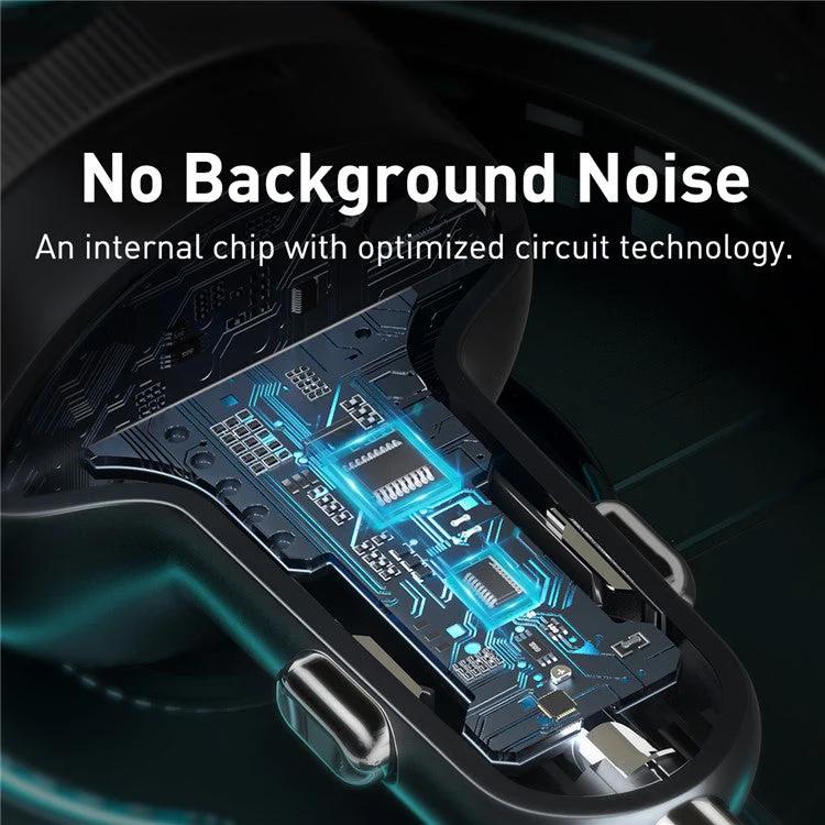 BASEUS Enjoy Car Wireless MP3 Charger Wireless 5.0+5V/3.4A Dual USB Adapter with LED Digital Display Black - Image 4