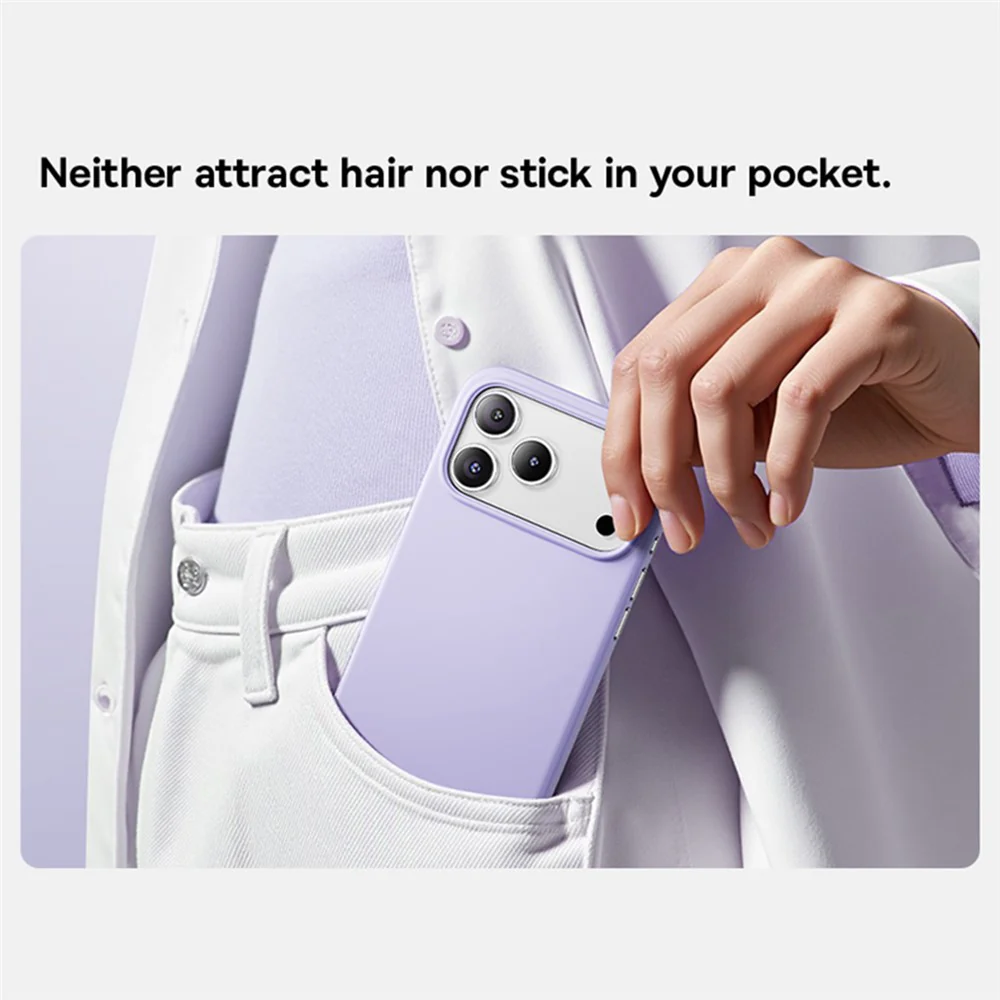 BASEUS For iPhone 17 Pro Max Case Compatible with MagSafe Liquid Silicone 0.2mm Phone Back Cover - Titanium - Image 6