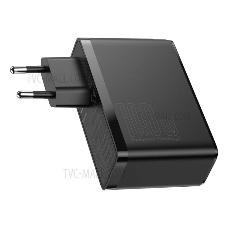 BASEUS GaN2 Pro 2 Type-C+2 USB Ports Quick Charger 100W Wall Charger Block with Type-C Charging Cable (EU Plug) - Black - Image 4
