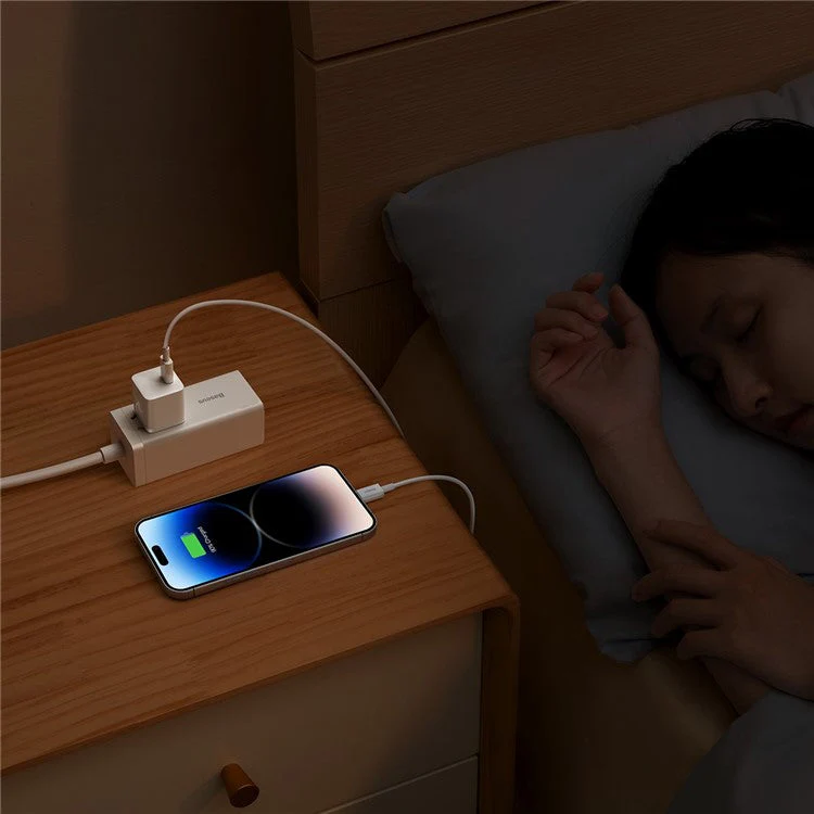 BASEUS GaN5 Fast Charger 1C 20W CN Plug Mini Wall Charger Adapter Compatible with iPhone 13 / 12 Series - White - Image 3