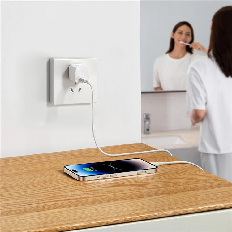 BASEUS GaN5 Fast Charger 1C 20W CN Plug Mini Wall Charger Adapter Compatible with iPhone 13 / 12 Series - White - Image 5