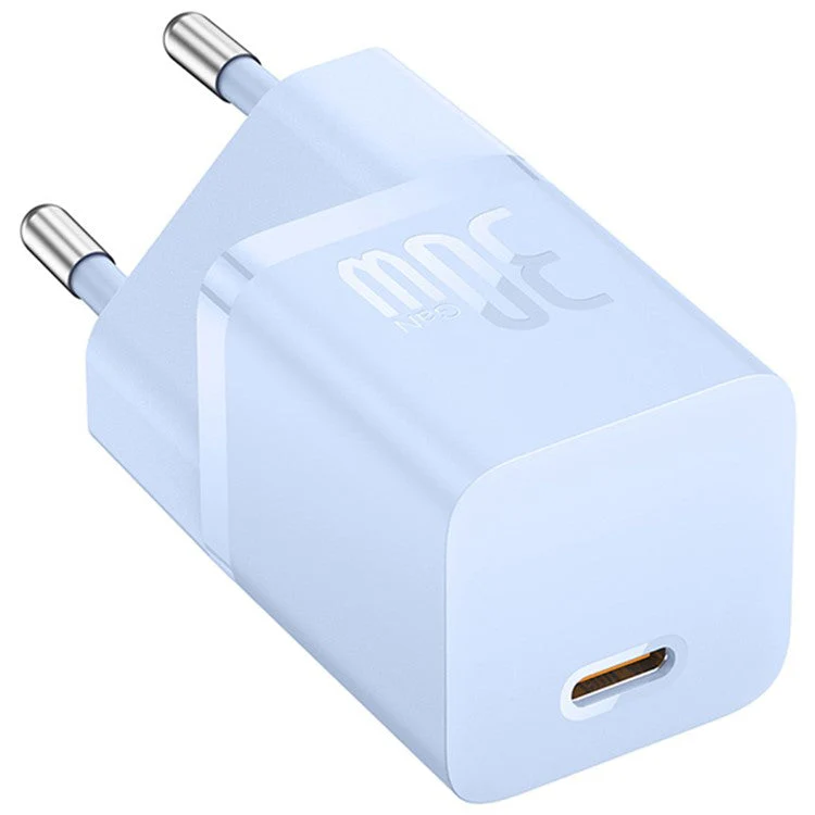 BASEUS GaN5 Fast Charger 30W Single Type-C Wall Charger EU Plug Adapter (Mini), with Type-C to Type-C Cable - Blue - Image 2