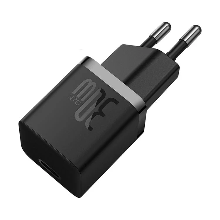 BASEUS GaN5 Mini Fast Charger Type-C 30W Portable Wall Charger Adapter for iPhone, iPad, AirPods (EU Plug) - Black