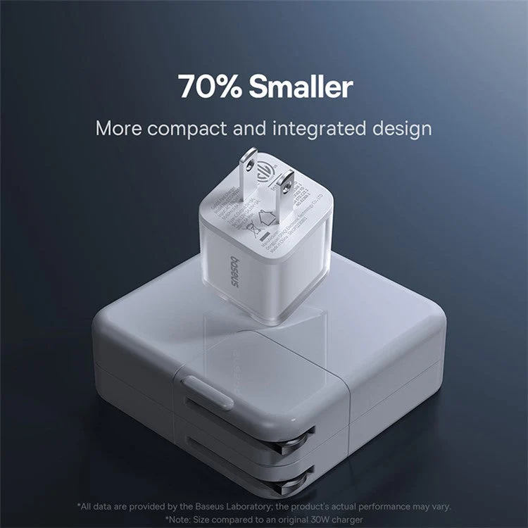 BASEUS GaN5S Type-C PD 30W Fast Charger US Plug with Type-C Cable 100W 1m - White - Image 7