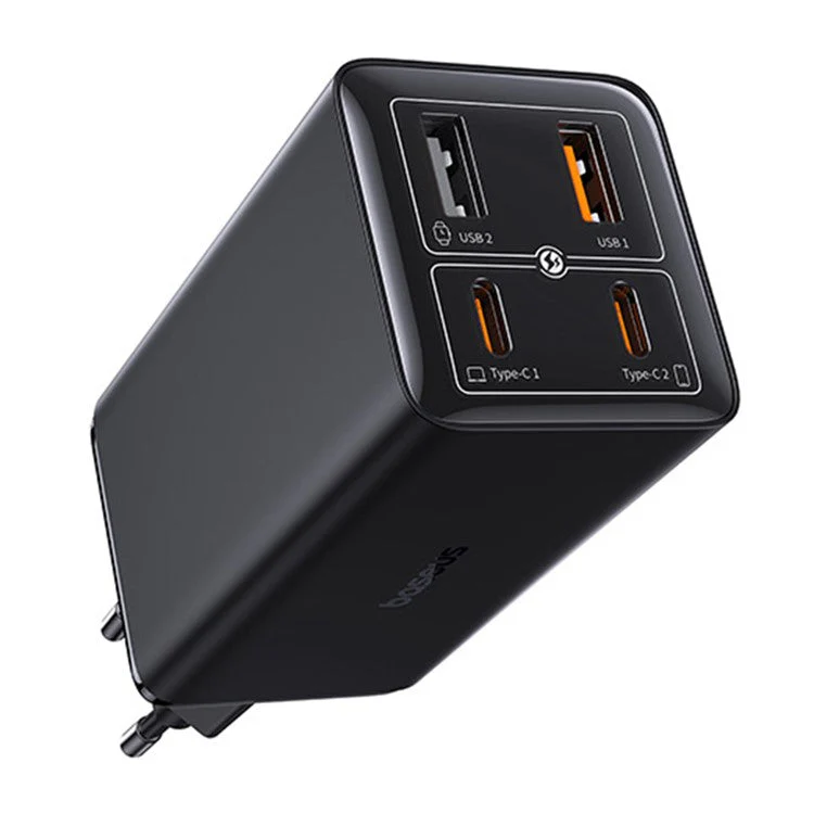 BASEUS GaN6 Pro Fast Charger 2 Type-C +2 USB 100W EU Plug Wall Adapter - Black