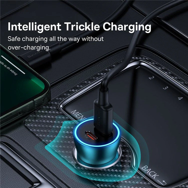 BASEUS Golden Contactor Pro 40W Max Type C + Type-C Dual Ports Fast Charging Car Charger - Navy Blue - Image 7