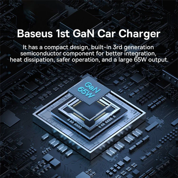 BASEUS Golden Contactor Pro 65W GaN Fast Charging Car Charger 2USB-C+USB Multi Port Car Charger - Image 4