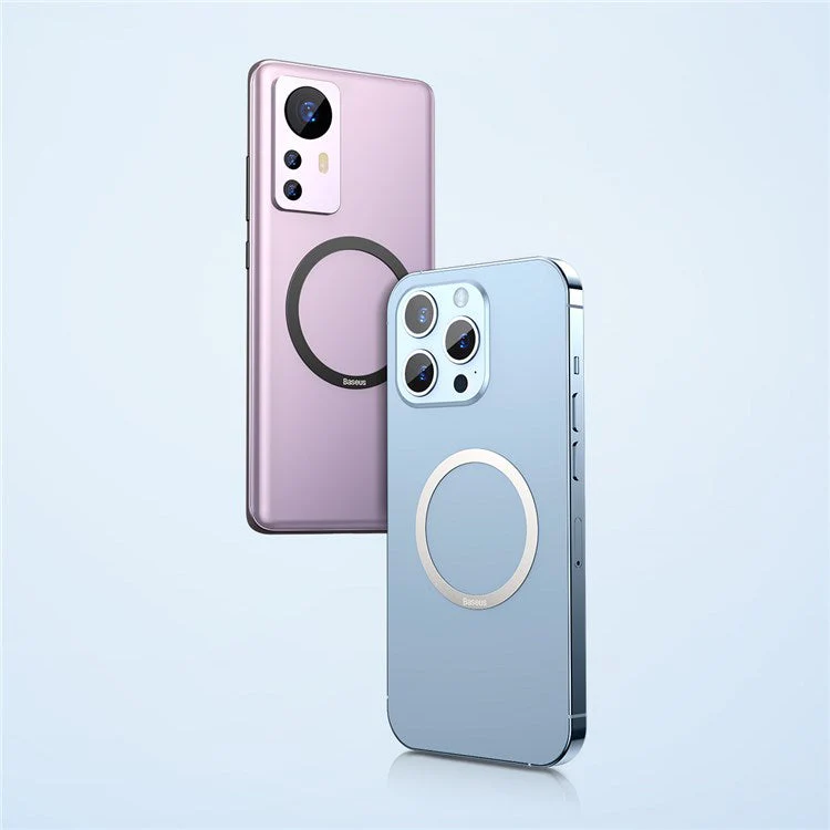 BASEUS Halo Series 2Pcs/Pack Magnetic Metal Ring Ultra Thin Adhesive Phone Holder Plate - Silver - Image 8