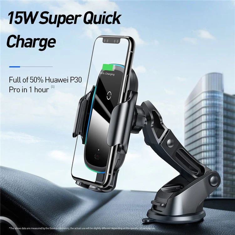 BASEUS Infrared Sensing Vehicle Cordless Charger 15W Auto Clamping Car Phone Holder Dual Mode Air Vent Dashboard Mount Stand - Image 2