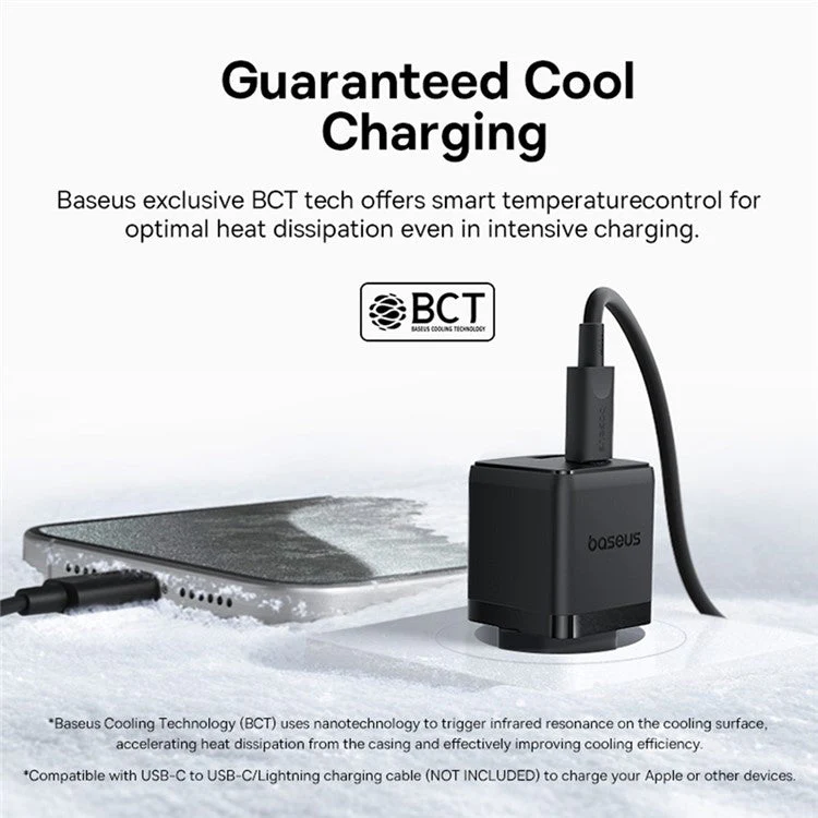 BASEUS Palm Fast Charger 30W Type-C+USB Dual Port Portable Wall Charging Adapter, EU Plug - Black - Image 5