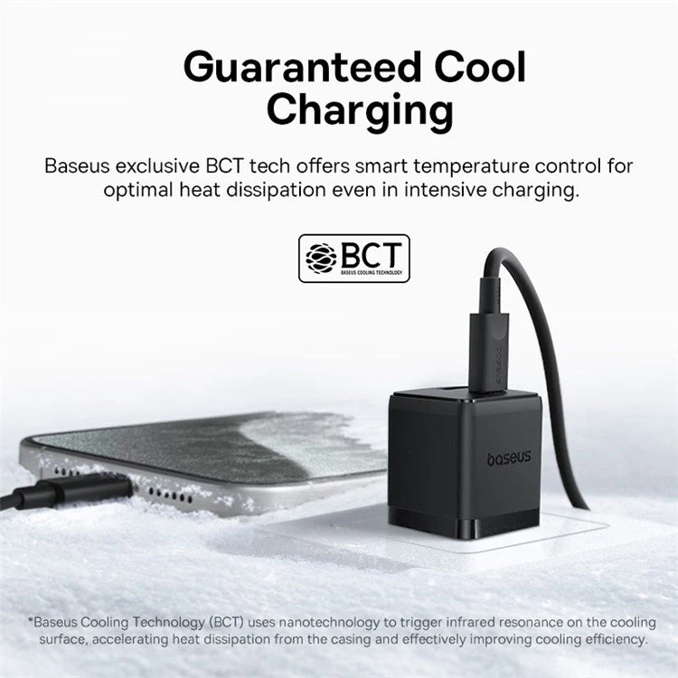 BASEUS Palm Fast Charger 30W Type-C+USB Dual Port US Plug Wall Charging Adapter with 60W Type-C Cable - Black - Image 6