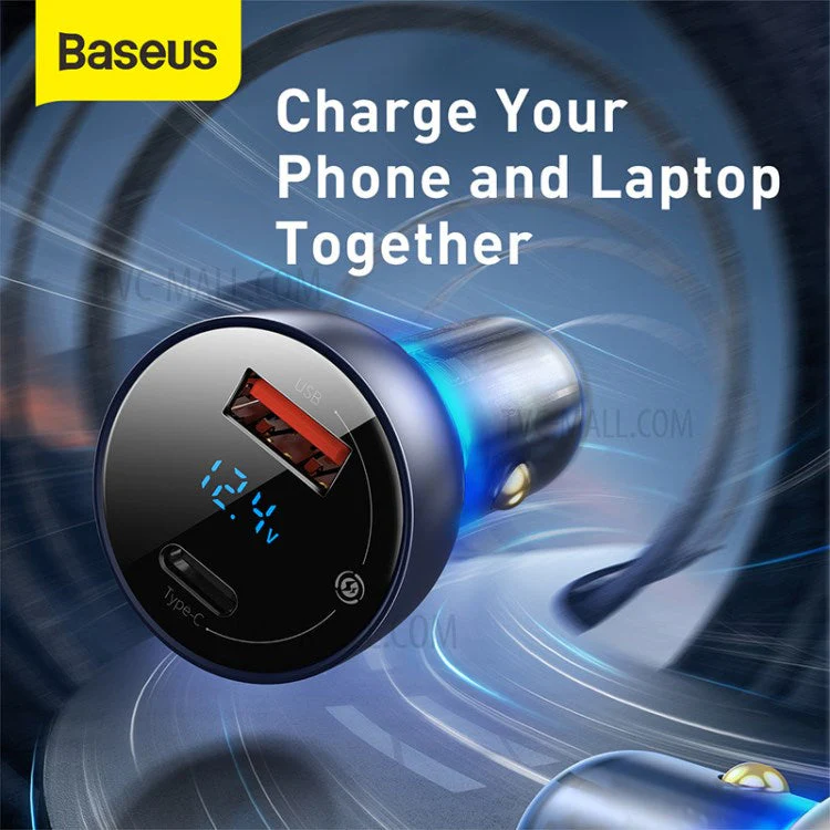 BASEUS Particular Digital Display QC+PPS Dual Quick Charger Car Charger 65W - Blue - Image 2