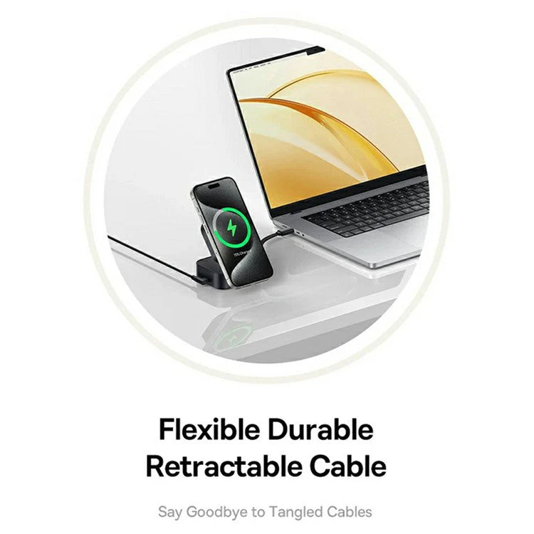 BASEUS Picogo Series 2-in-1 Magnetic Wireless Charger Qi2 67W with Retractable USB-C Cable for iPhone MacBook AirPods Pro - Image 4