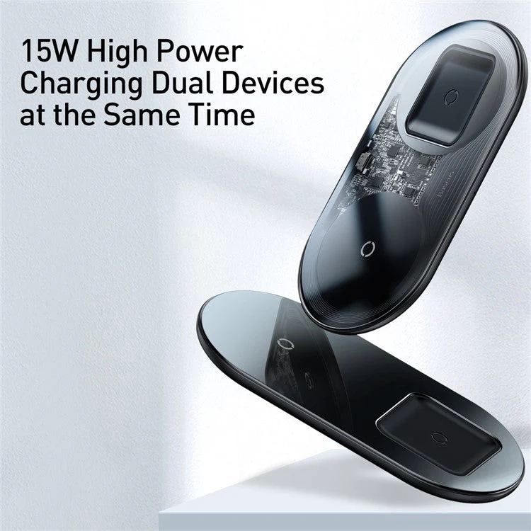 BASEUS Simple 2-IN-1 Wireless Charger Pro Version + Type-C Charing Cable - Black - Image 4