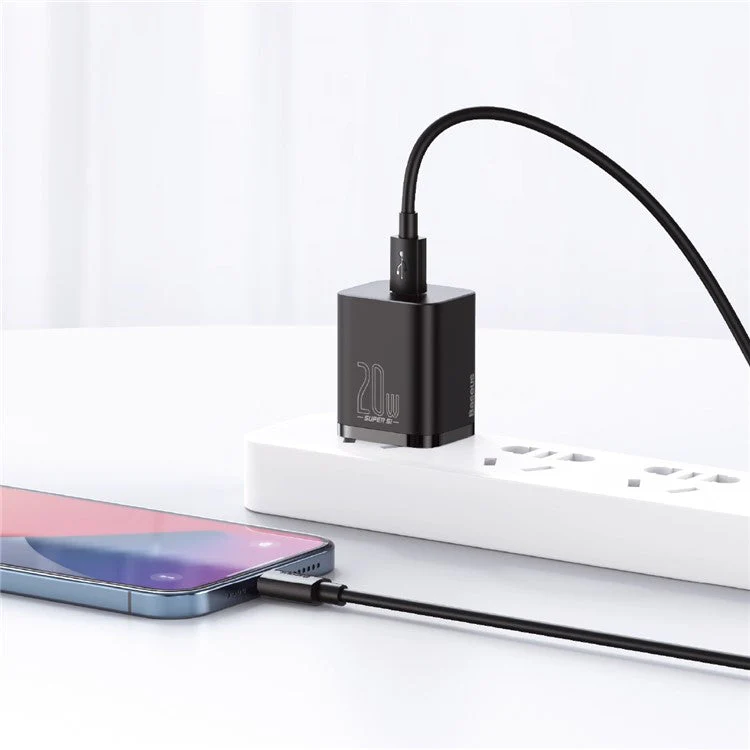 BASEUS Super Si Quick Charger 20W PD Wall Charger CN Standard Plug Portable Charger Adapter Block - Black - Image 4