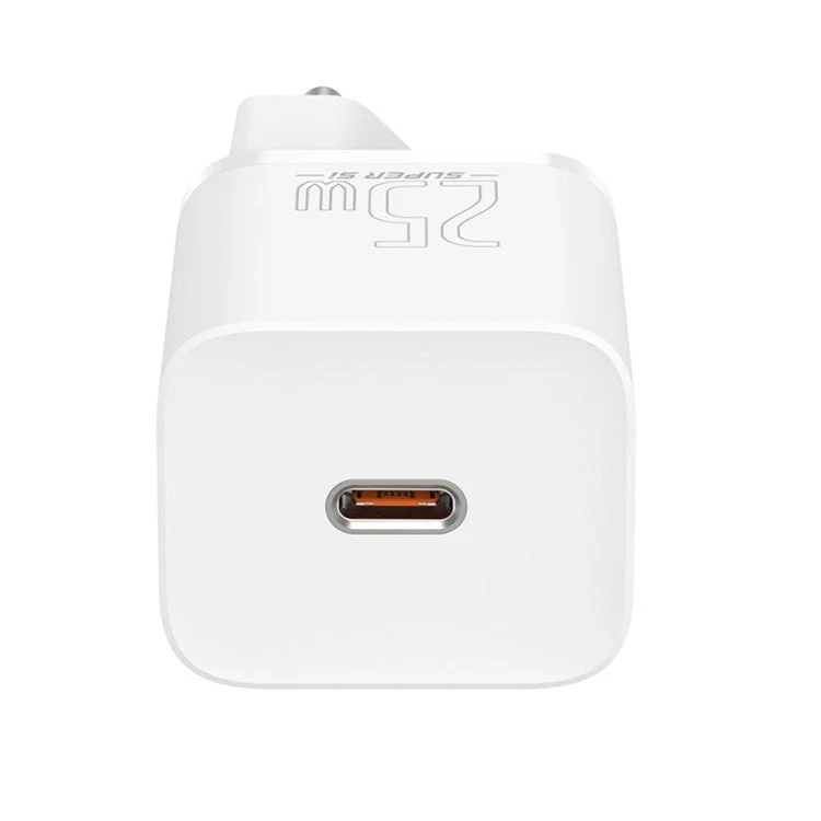 BASEUS Super Si Quick Charger Adapter 25W Wall Charger Block with Type-C to Type-C Charging Cable 3A 1m (EU Plug) - White - Image 4