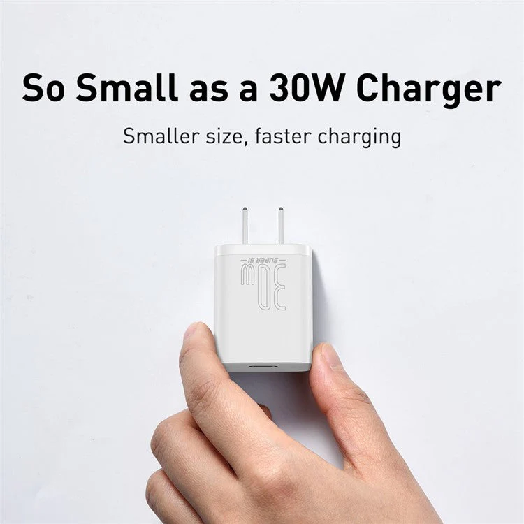 BASEUS Super Si Series Quick Charger Type-C 30W CN Plug Wall Charger - White - Image 5