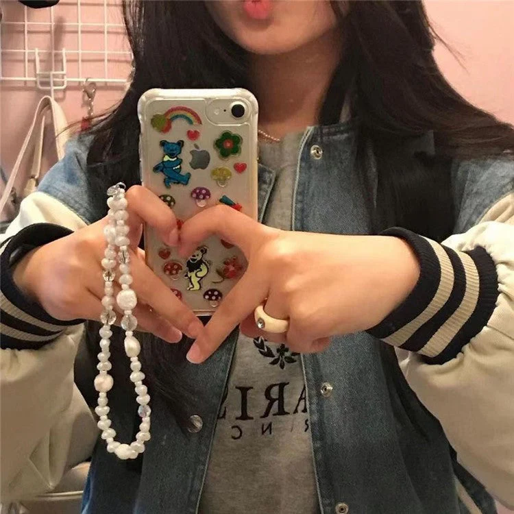 Beaded Phone Bracelet Strap Phone Lanyard Imitation Pearl Phone Charm, Length: 16cm+5cm - SZ-A220006C - Image 3