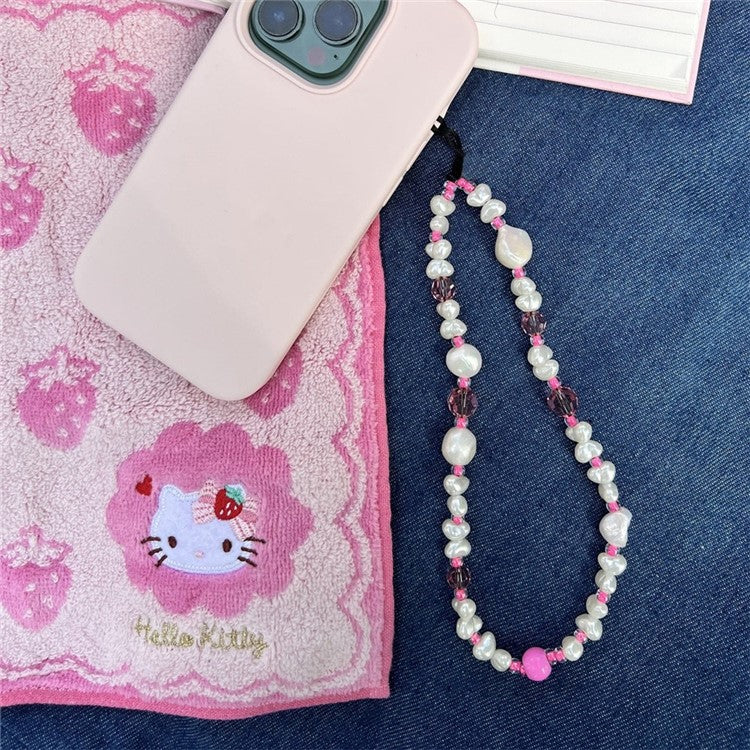 Beaded Phone Bracelet Strap Phone Lanyard Imitation Pearl Phone Charm, Length: 16cm+5cm - SZ-A220006D - Image 2
