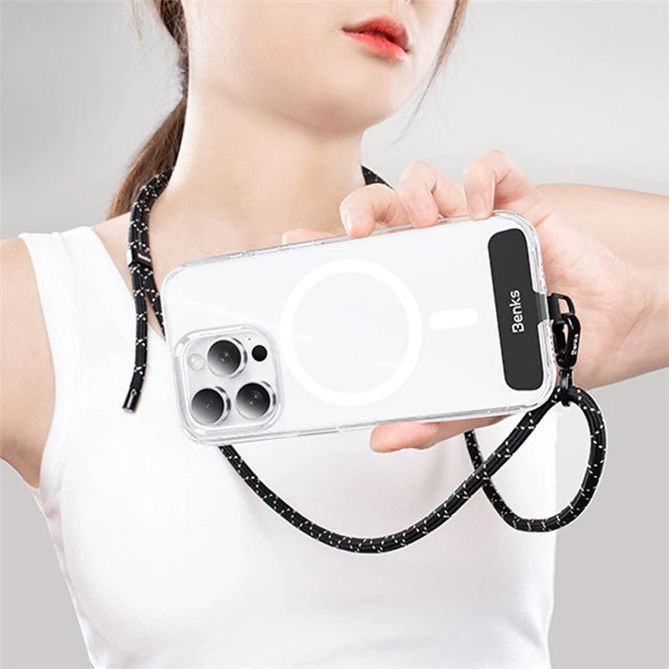 BENKS GS01 Adjustable Phone Lanyard Braided Crossbody Shoulder Strap with Tether Tab - Orange - Image 3