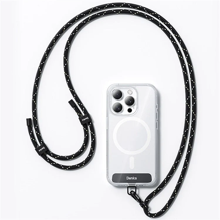 BENKS GS01 Adjustable Phone Lanyard Braided Crossbody Shoulder Strap with Tether Tab - White - Image 2