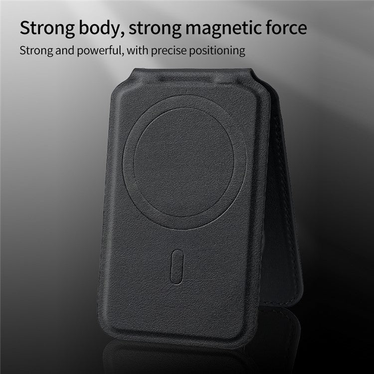 Bi-Fold Phone Card Bag PU Leather Magnetic Card Holder with Foldable Kickstand Function - Brown - Image 6