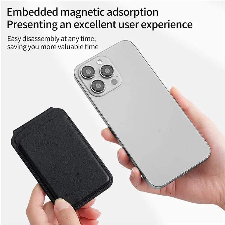 Bi-Fold Phone Card Bag PU Leather Magnetic Card Holder with Foldable Kickstand Function - Dark Green - Image 4