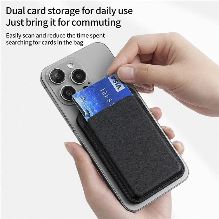 Bi-Fold Phone Card Bag PU Leather Magnetic Card Holder with Foldable Kickstand Function - Grey - Image 5