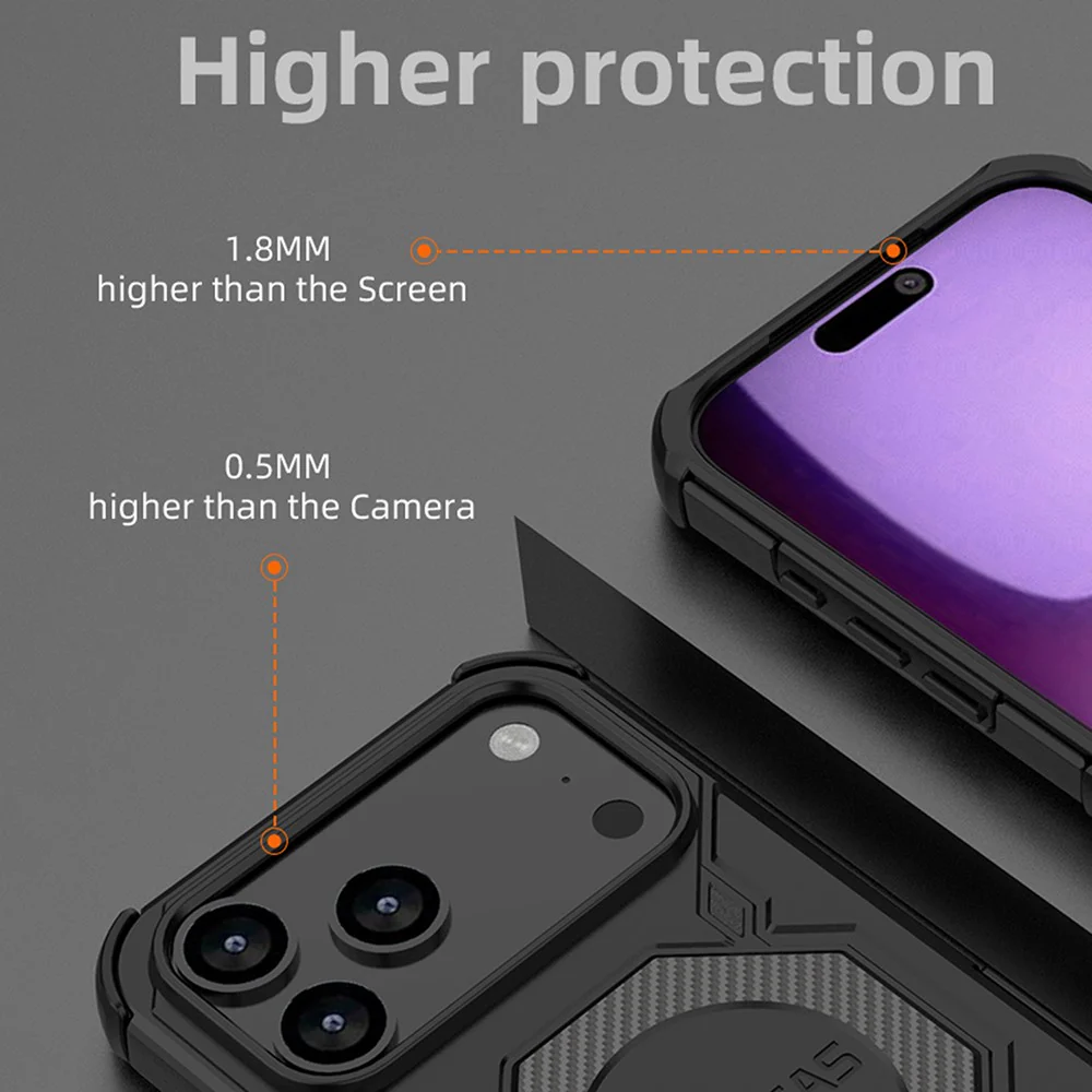 BIBERCAS J-16 Series For iPhone 17 Pro Max Case Compatible with MagSafe Anti Drop TPU + PC Phone Cover - Black - Image 5