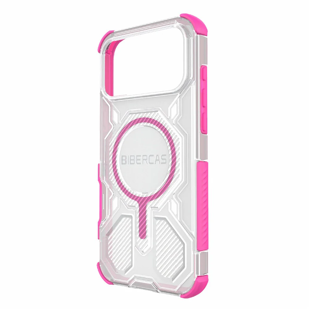 BIBERCAS J-16 Transparent Series For iPhone 17 Pro Max Case Compatible with MagSafe TPU + PC Phone Cover - Pink - Image 4