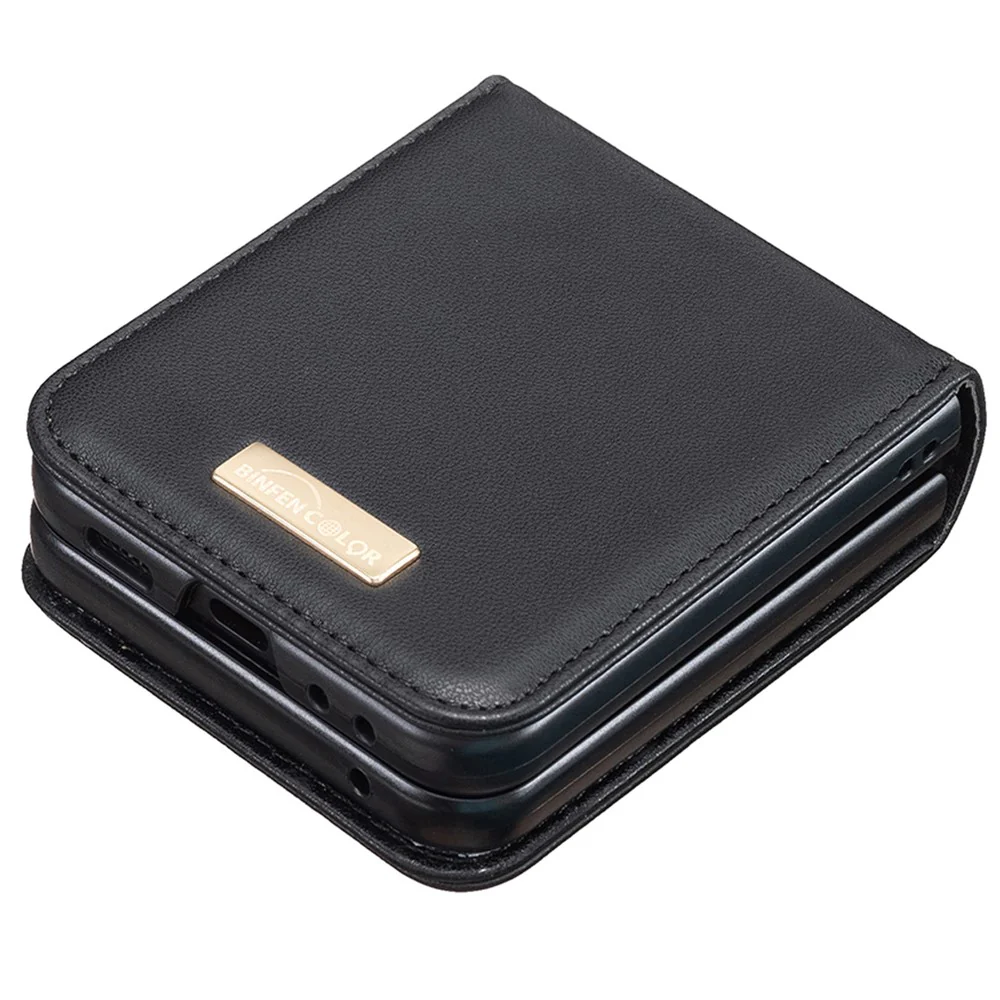 BINFEN COLOR R20 For Samsung Galaxy Z Flip7 FE 5G / Z Flip6 5G / Z Flip5 5G Case PU Leather+PC Phone Cover - Black - Image 4