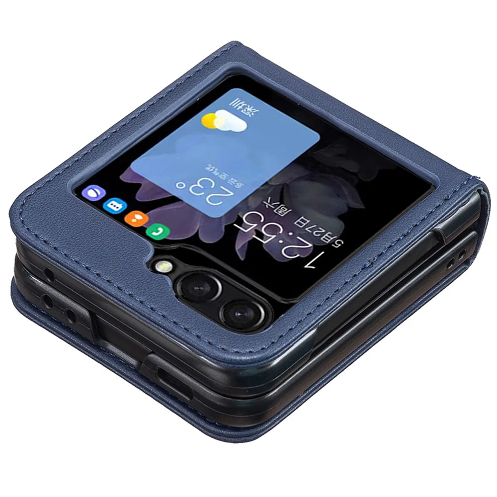 BINFEN COLOR R20 For Samsung Galaxy Z Flip7 FE 5G / Z Flip6 5G / Z Flip5 5G Case PU Leather+PC Phone Cover - Blue - Image 5