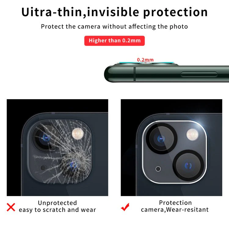 Black Silk Printing Anti-scratch Tempered Glass Camera Lens Guard Films Protector for iPhone 13 mini 5.4 inch - Image 6