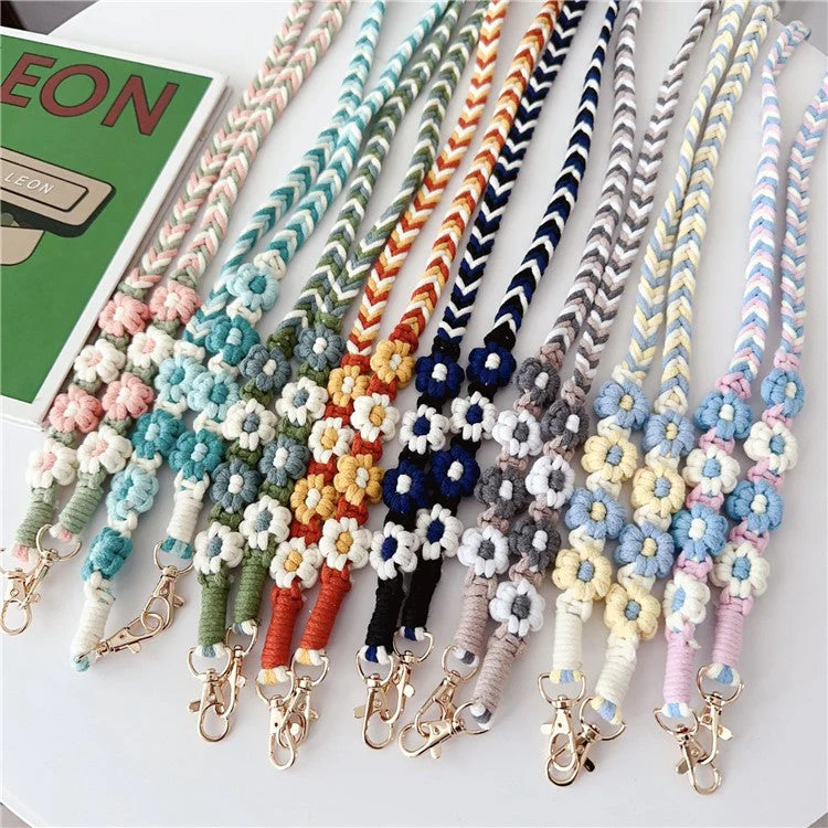 Braided Phone Lanyard Cotton Rope Daisy Flower Phone Crossbody Strap, Length: 120cm (Not Adjustable) - Style H - Image 5