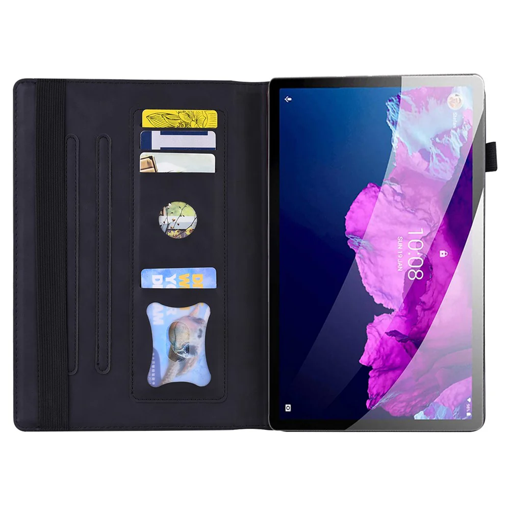 Business Style Front Pocket Design PU Leather Wallet Stand Tablet Cover Case for Lenovo Tab P11 TB-J606F / Tab P11 5G - Black - Image 3