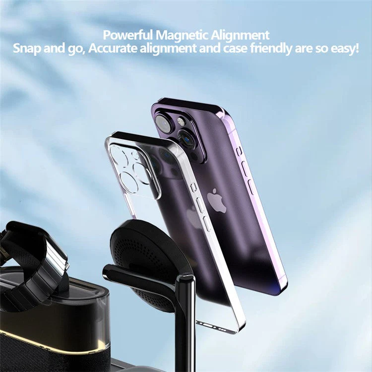 C09 Cell Phone Magnetic Wireless Charger Multi-Function Charging Station for Headset, Watch - Black - Image 2