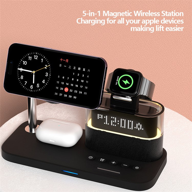C09 Cell Phone Magnetic Wireless Charger Multi-Function Charging Station for Headset, Watch - Black - Image 5
