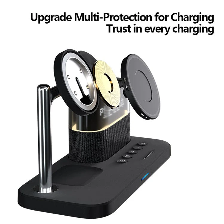 C09 Cell Phone Magnetic Wireless Charger Multi-Function Charging Station for Headset, Watch - Black - Image 7
